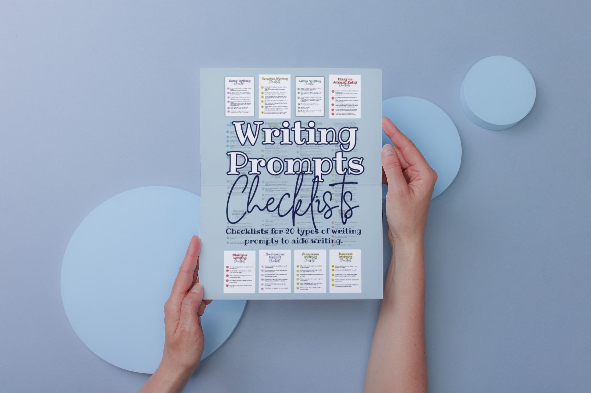 20 Writing Prompt Checklist (Cheat Sheet) Bundle | Writing Prompts | Printable Writing Prompt Checklist